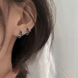 925 Silver Platinum Cross Stud Earrings Hip Hop Style Party Jewelry