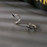 925 Silver Platinum Cross Stud Earrings Hip Hop Style Party Jewelry