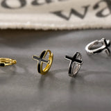 925 Silver Platinum Cross Stud Earrings Hip Hop Style Party Jewelry