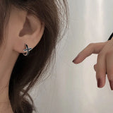 925 Silver Platinum Cross Stud Earrings Hip Hop Style Party Jewelry