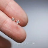 925 Silver Platinum Star Earrings Antiallergic