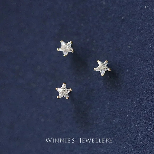 925 Silver Platinum Star Earrings Antiallergic