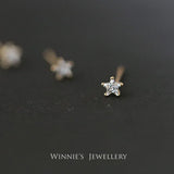 925 Silver Platinum Star Earrings Antiallergic