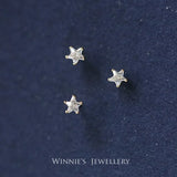 925 Silver Platinum Star Earrings Antiallergic