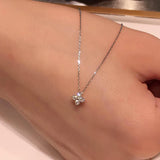 925 Silver Platinum Necklace 18k Fourleaf Pendant Sparkling Chain