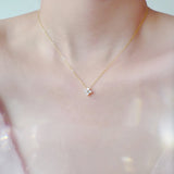 925 Silver Platinum Necklace 18k Fourleaf Pendant Sparkling Chain