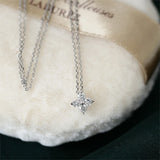 925 Silver Platinum Necklace 18k Fourleaf Pendant Sparkling Chain