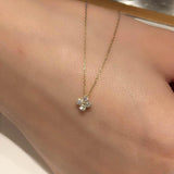 925 Silver Platinum Necklace 18k Fourleaf Pendant Sparkling Chain