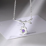 925 Silver Plum Blossom Branch Necklace Women Jewelry