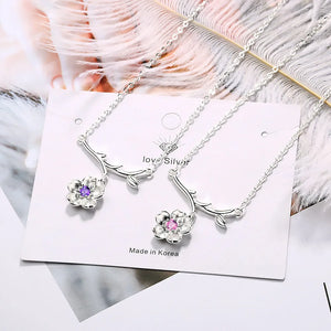 925 Silver Plum Blossom Branch Necklace Women Jewelry