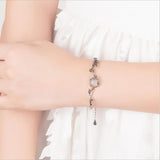 925 Silver Plum Blossom Crystals Bracelet Charm Retro Bangle