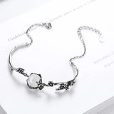 925 Silver Plum Blossom Crystals Bracelet Charm Retro Bangle