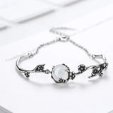 925 Silver Plum Blossom Crystals Bracelet Charm Retro Bangle