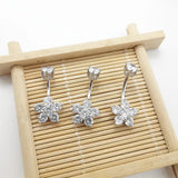 925 Silver Plum Blossom Navel Piercing Zircon Jewelry