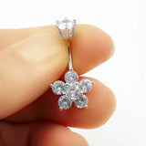 925 Silver Plum Blossom Navel Piercing Zircon Jewelry