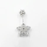 925 Silver Plum Blossom Navel Piercing Zircon Jewelry
