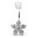925 Silver Plum Blossom Navel Piercing Zircon Jewelry