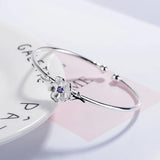925 Sterling Silver Plum Flower Open Bracelets & Bangles High Lady