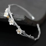 925 Silver Plum Flower Bracelet for Women Chinese Jewelry