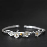 925 Silver Plum Flower Bracelet for Women Chinese Jewelry