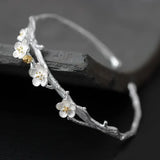 925 Silver Plum Flower Bracelet for Women Chinese Jewelry