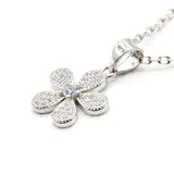 925 Silver Plum Flower Petal Pendant Zircon Necklace for Women