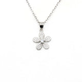 925 Silver Plum Flower Petal Pendant Zircon Necklace for Women