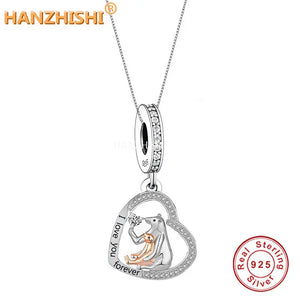 925 Silver Polar Bear Heart Pendant Necklace - Anniversary Birthday Gift