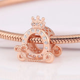 925 Sterling Silver Crown Carriage Charm Fit Bead Bracelet European Jewelry