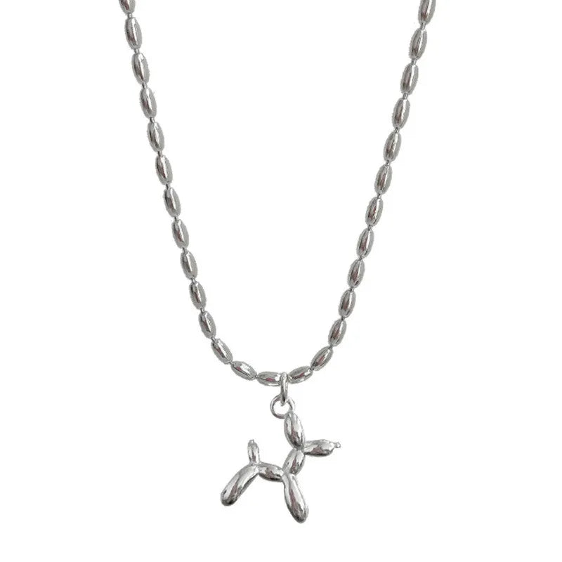 925 Silver Poodle Balloon Dog Charm Necklace