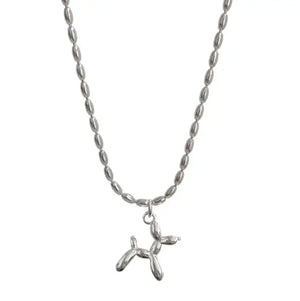 925 Silver Poodle Balloon Dog Charm Necklace for Women