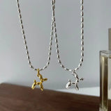 925 Silver Poodle Balloon Dog Charm Necklace