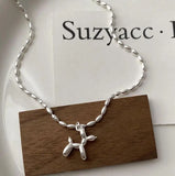 925 Silver Poodle Balloon Dog Charm Necklace