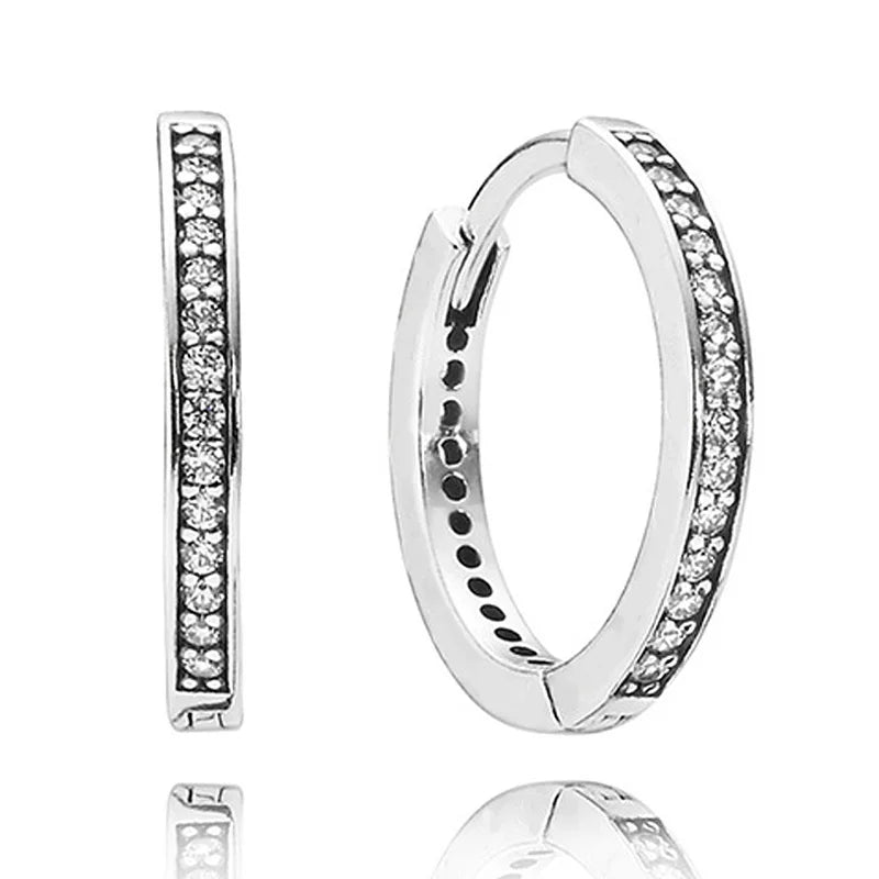 925 Silver Love Lock U-shaped Double Hoop Earring