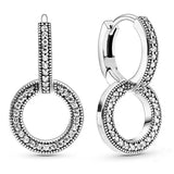 925 Silver Love Lock U-shaped Double Hoop Earring