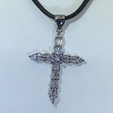 925 Silver Zircon Cross Pendant Necklace for Ladies Party Jewelry