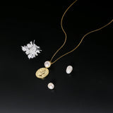 925 Silver Portrait Pendant Natural Pearl Chain Necklace For Women