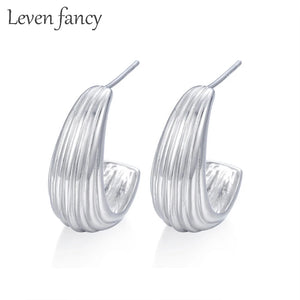 925 Silver Thick Huggie Earrings Semi Round Hoops for Women Teens