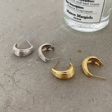 925 Silver Thick Huggie Earrings Semi Round Hoops for Women Teens