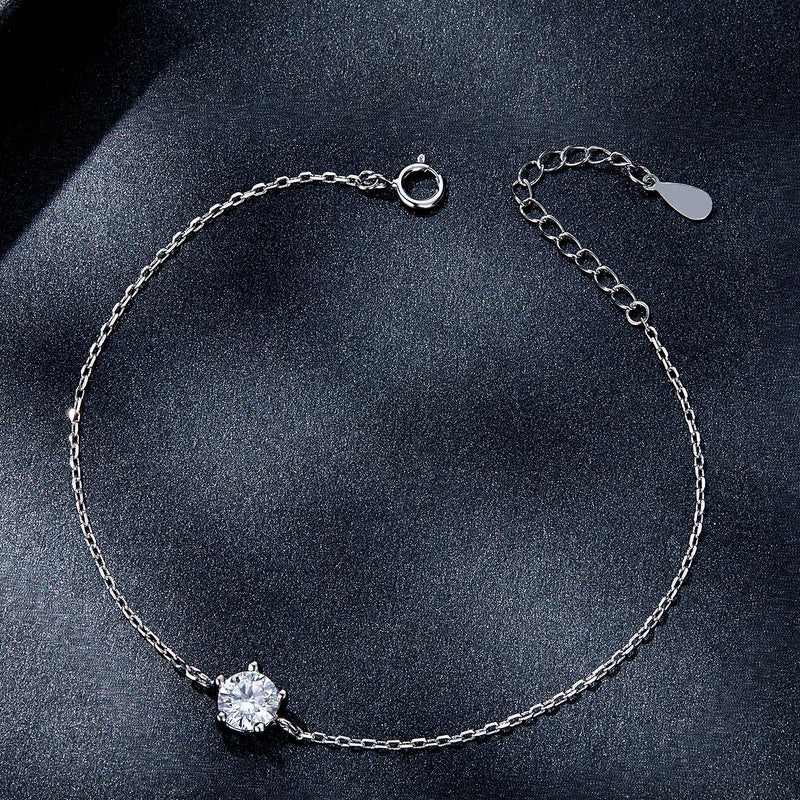 925 Silver Sparkling Mossan Stone Bracelet Women's Jewelry