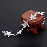 925 Sterling Silver Pretty Charms starfish Bracelet for Women