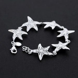 925 Sterling Silver Pretty Charms starfish Bracelet for Women