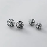 925 Silver Hollow Flower Round Beads 10mm 12mm DIY Jewelry Findings