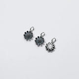 925 Silver Matte Daisy Dangle Charm Flower Pendant DIY Jewelry