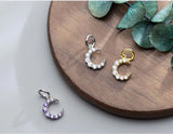 925 Silver Moon Zircon Inlay Charm 9x12mm Purple Pendant