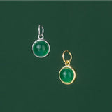 925 Silver Green Bead Necklace Charm 9.5mm Plated 18K Women Pendant