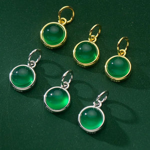 925 Silver Green Bead Necklace Charm 9.5mm Plated 18K Women Pendant