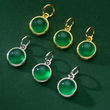 925 Silver Green Bead Necklace Charm 9.5mm Plated 18K Women Pendant