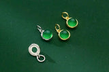 925 Silver Green Bead Necklace Charm 9.5mm Plated 18K Women Pendant
