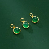 925 Silver Green Bead Necklace Charm 9.5mm Plated 18K Women Pendant